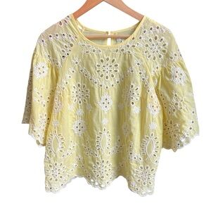 Yellow Eyelet Top